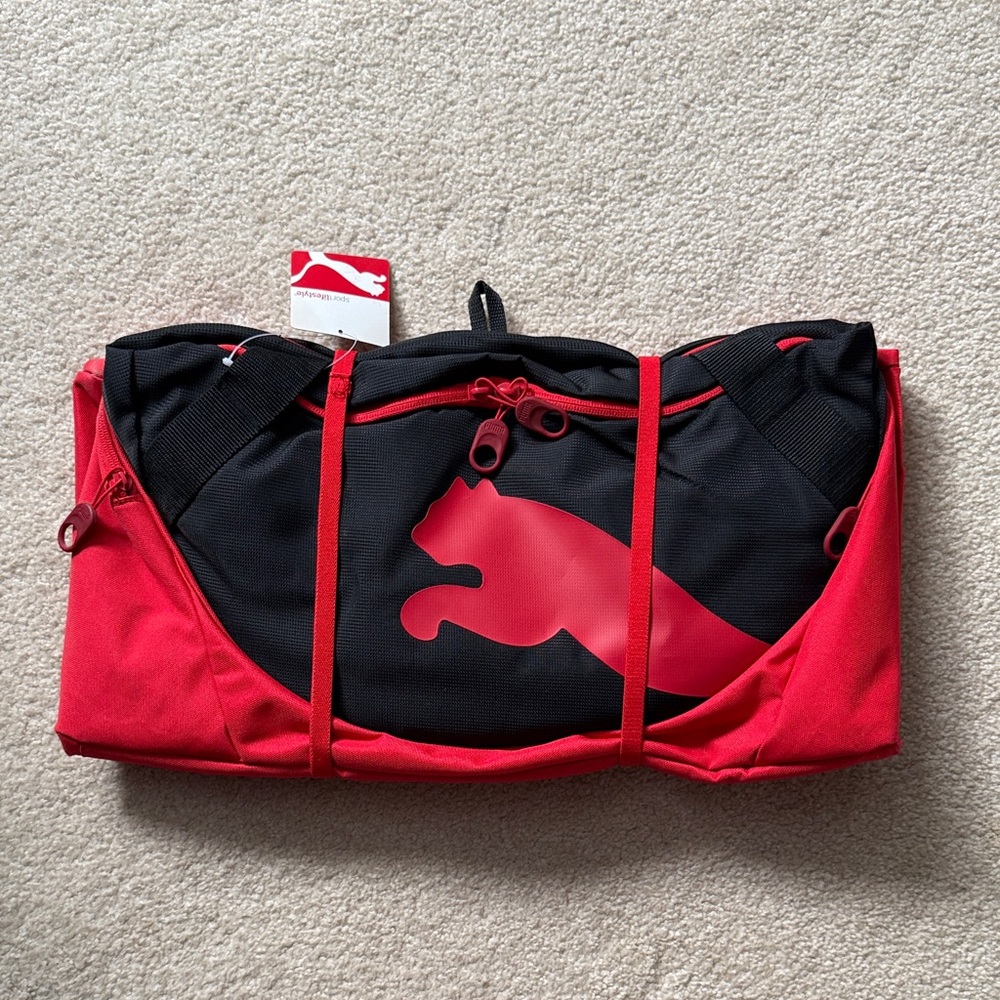 Puma Black and Red Duffel Bag